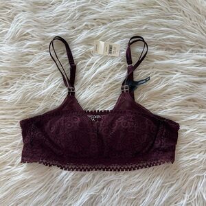 Aerie Real Power Wireless Push Up Joy Convertible Lace Bra Royal Berry Size 32A